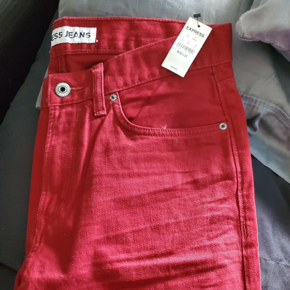 Express red jeans
